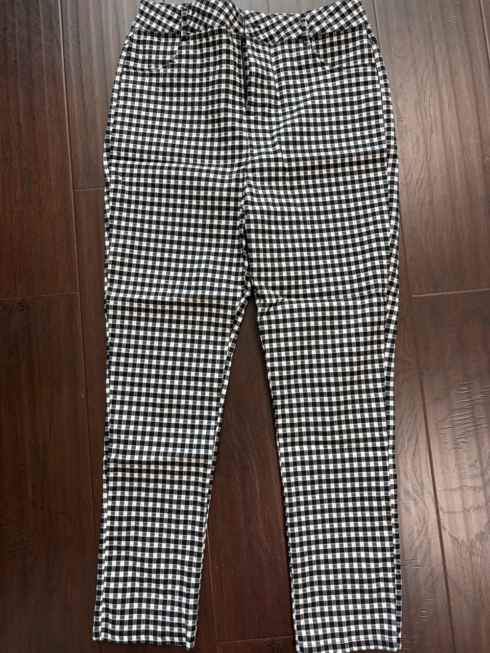 Chocolate Black & White Gingham Kids' Pants